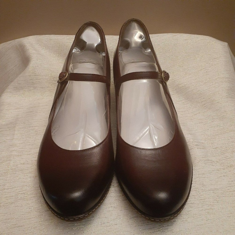 Dansko Brown Leather Mary Jane Wedge Shoes - Picture 2 of 7